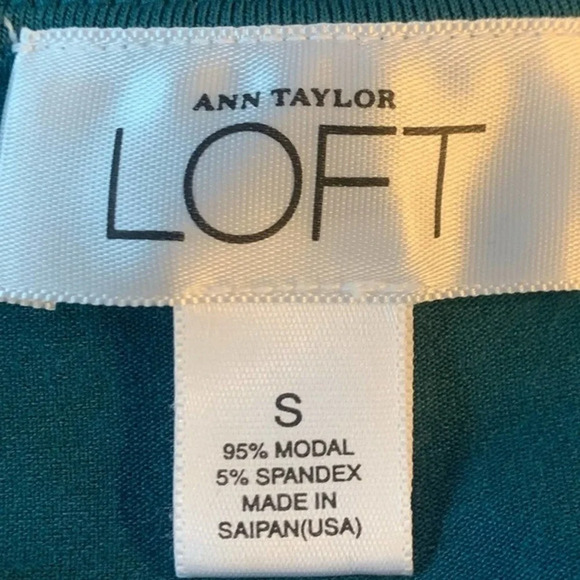 ANN TAYLOR LOFT | Blue Green Tie Front Blouse SM - Picture 4 of 5